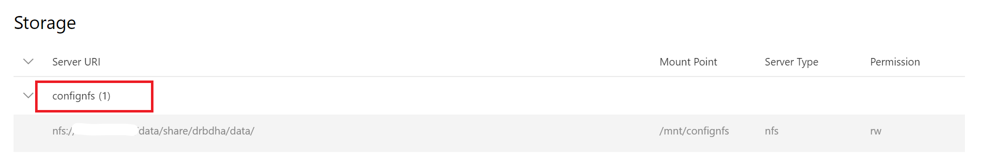 storage config
